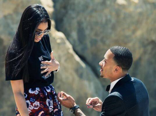 Cora Schensema son Memphis Depay proposing to his girlfriend Lori Harvey.